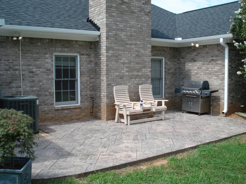 Stamp patio with chimney